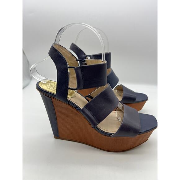Vince Camuto Niskera Blue Platform Wedge Sandals size US 8 M width Strappy - Picture 2 of 6